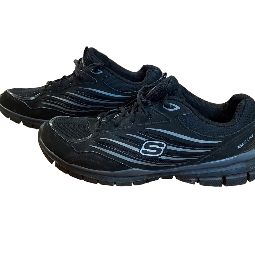 skechers tone ups sneakers 11 Woman Black Gray Fitness. (0884)